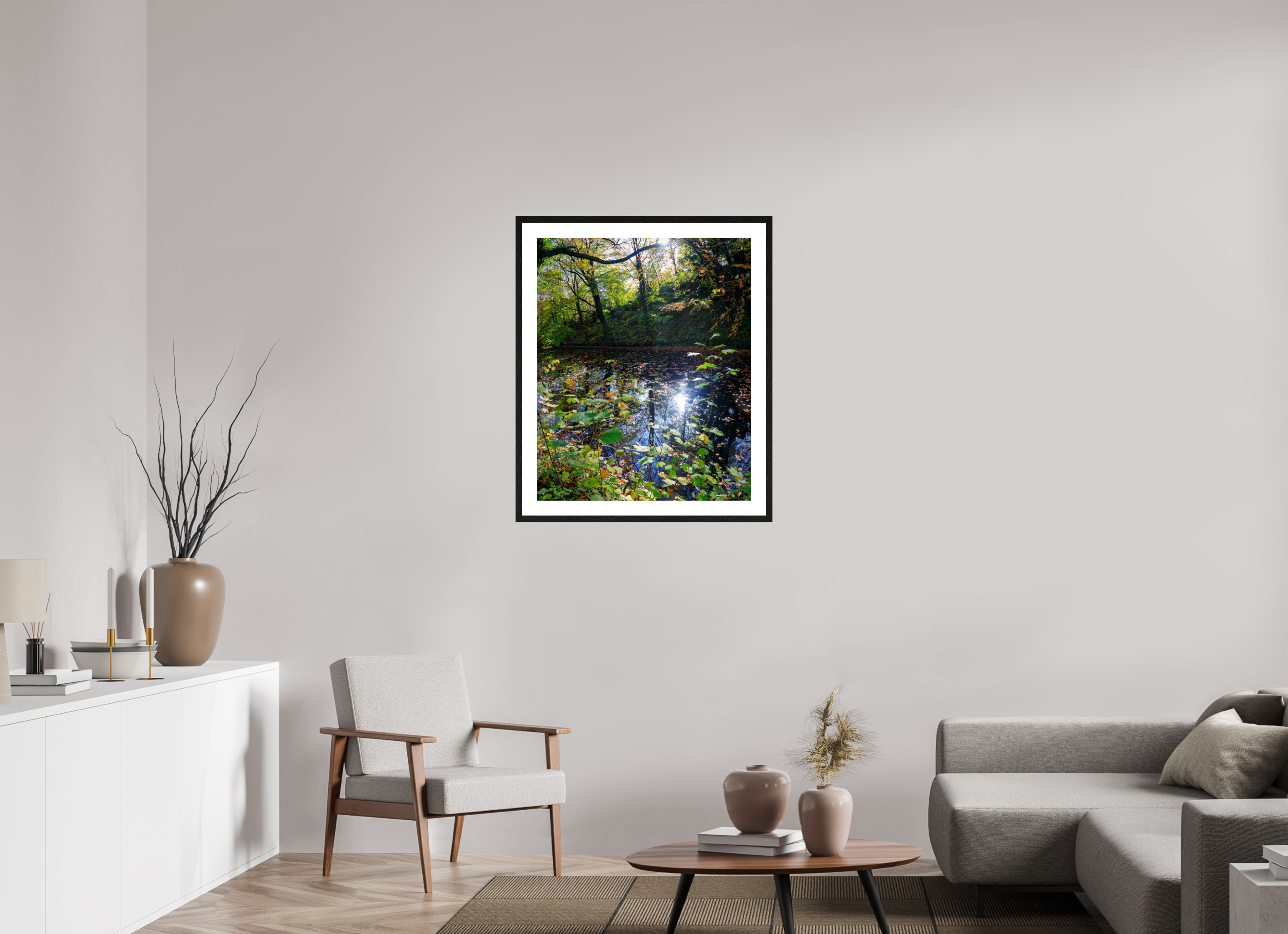 70 x 85,8 cm, Black Frame Colour Fuji Gloss Fall on water
