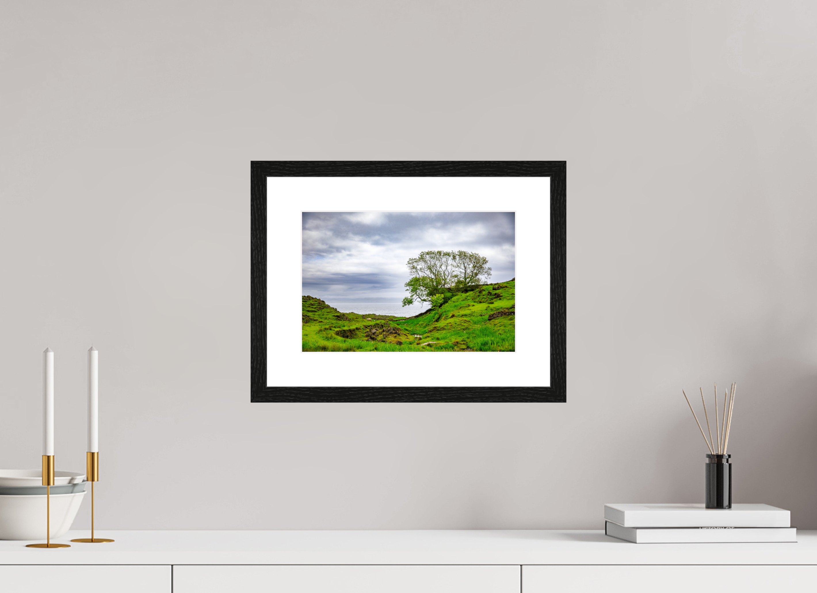 30 x 20 cm, Black Frame Colour Fuji Gloss Surviving Tree on the Edge