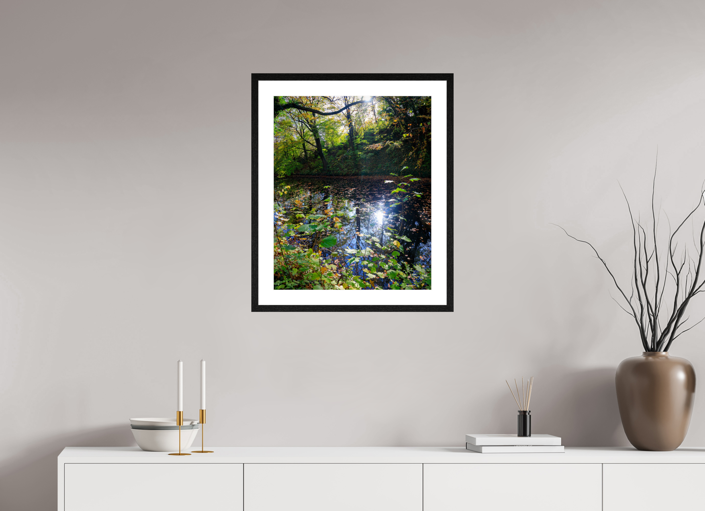 50 x 61,3 cm, Black Frame Colour Fuji Gloss Fall on water