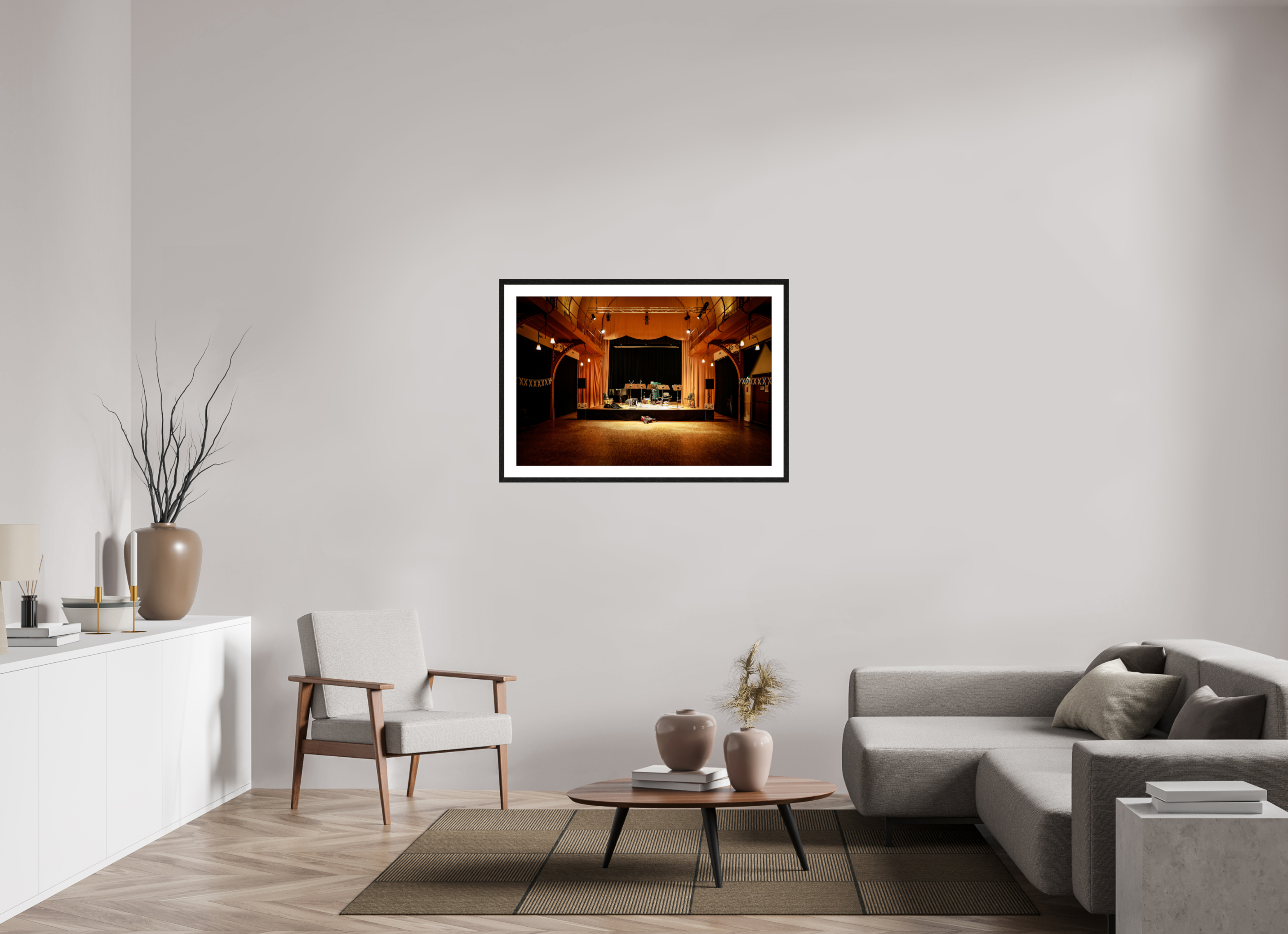 105 x 70 cm, Black Frame Colour Fuji Gloss Lonely Musician