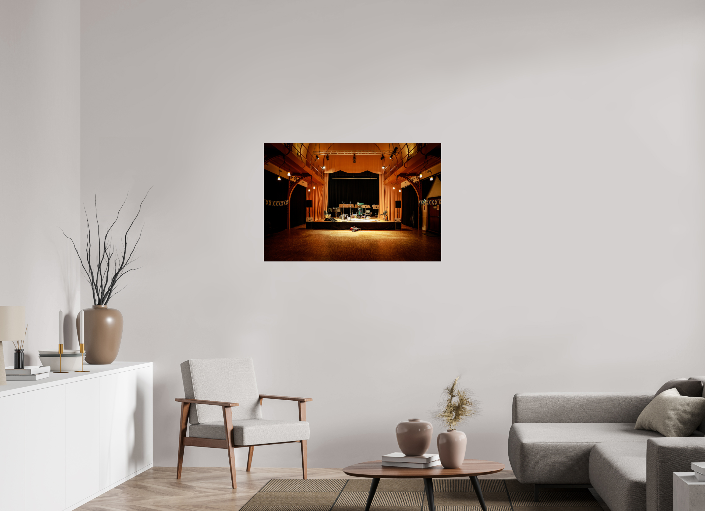 105 x 70 cm, Photo Print Under Acrylic Glass Lonely Musician