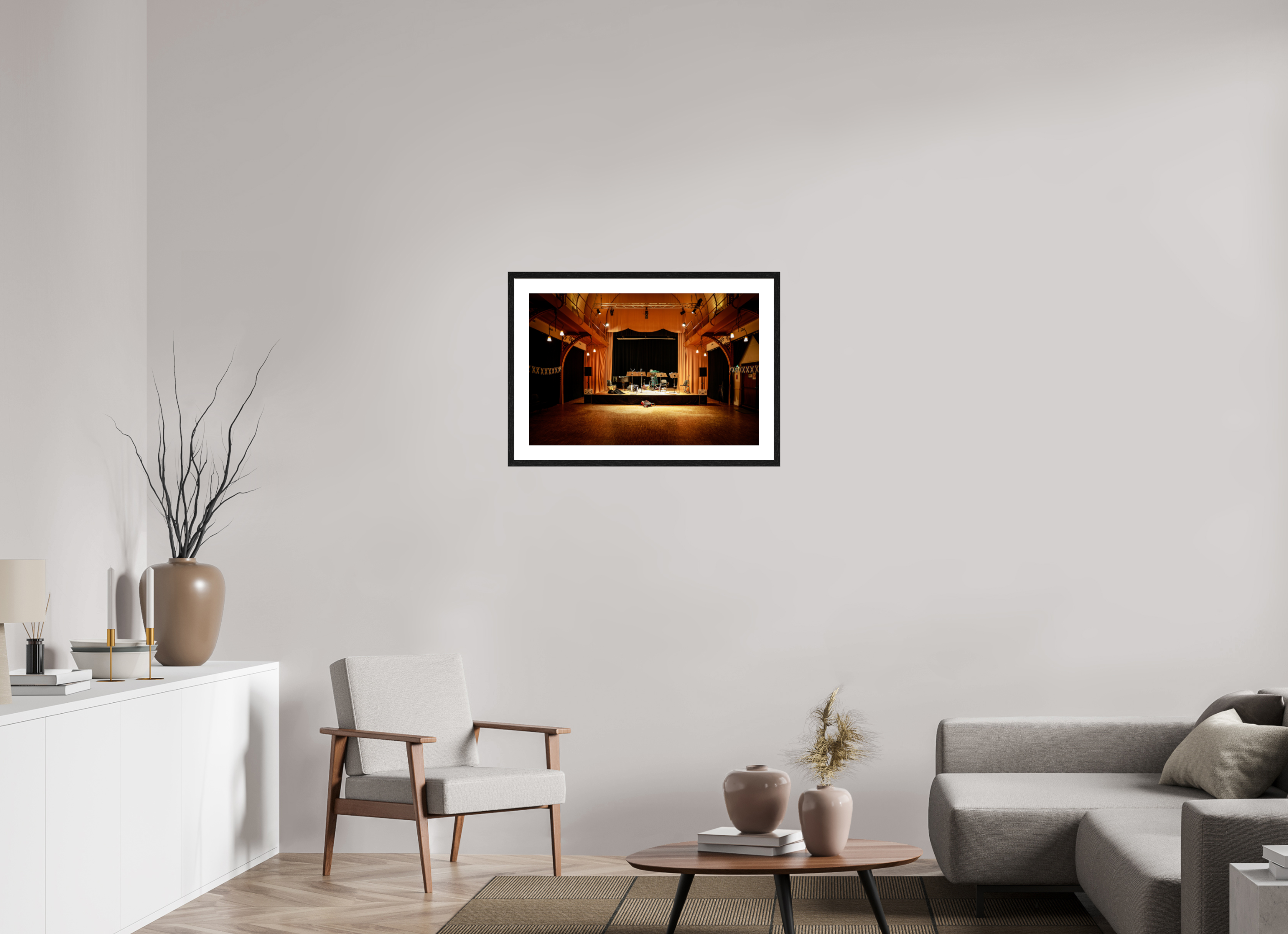 75 x 50 cm, Black Frame Colour Fuji Gloss Lonely Musician