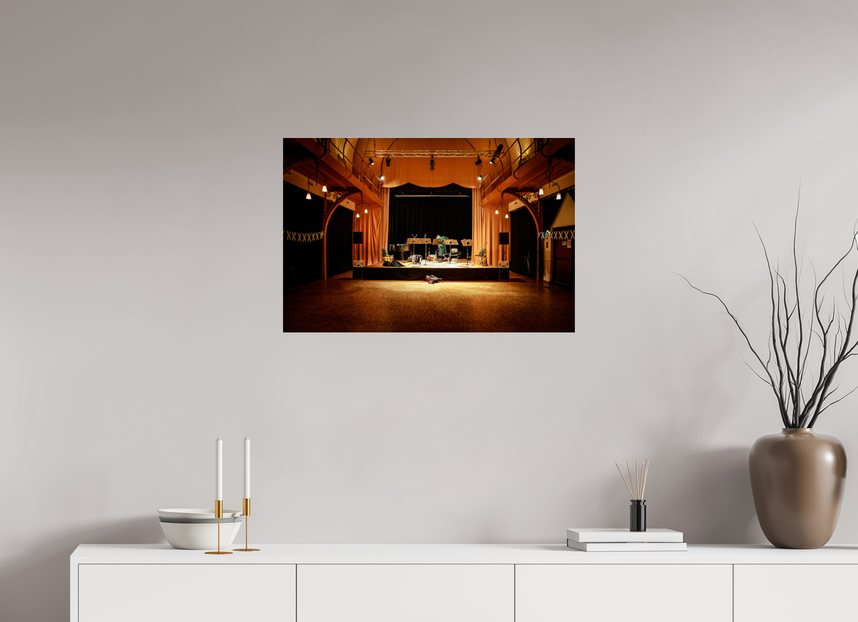 75 x 50 cm, Photo Print Under Acrylic Glass Lonely Musician