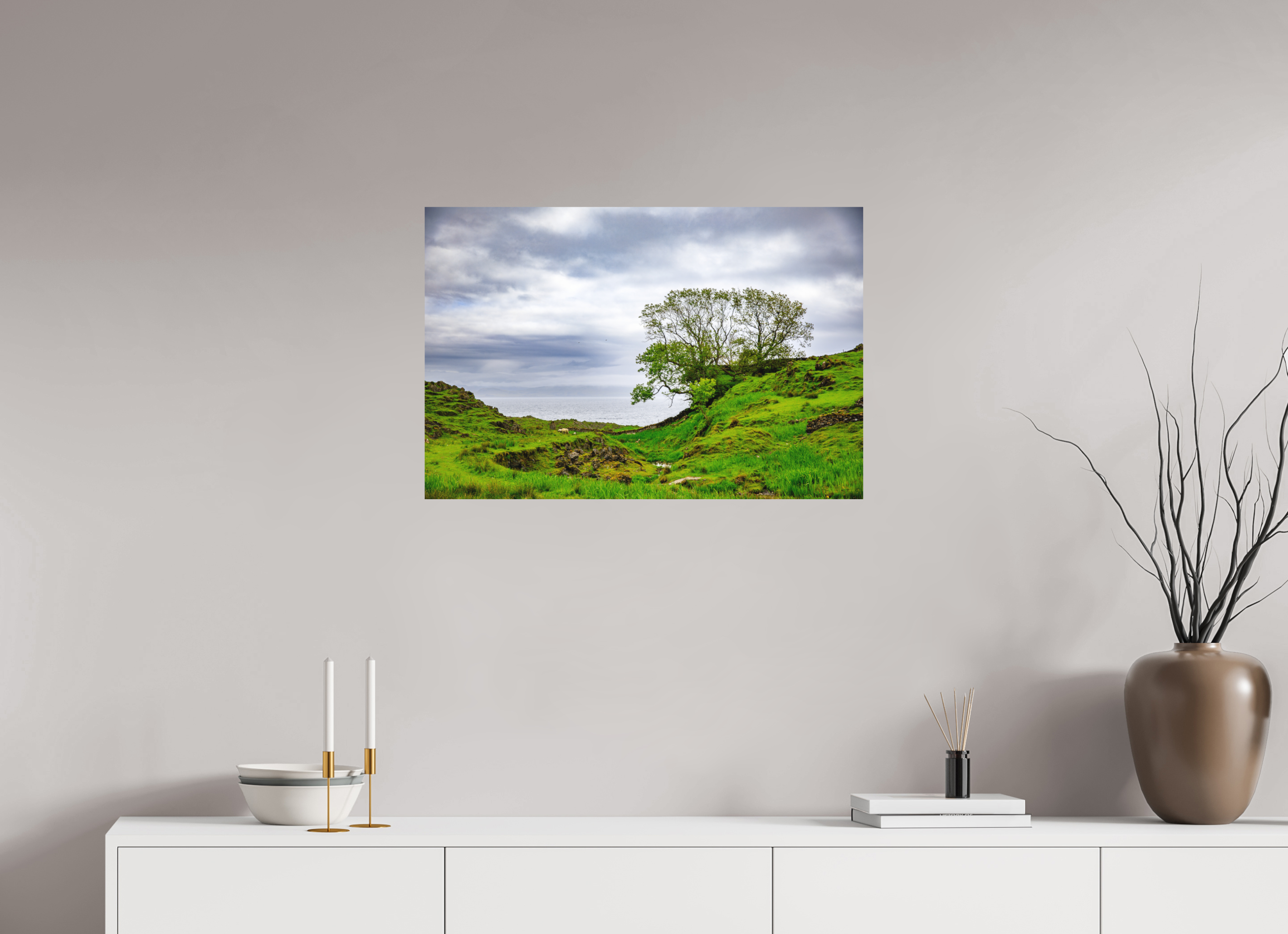 75 x 50 cm, Dibond Alu Colour Mat Surviving Tree on the Edge
