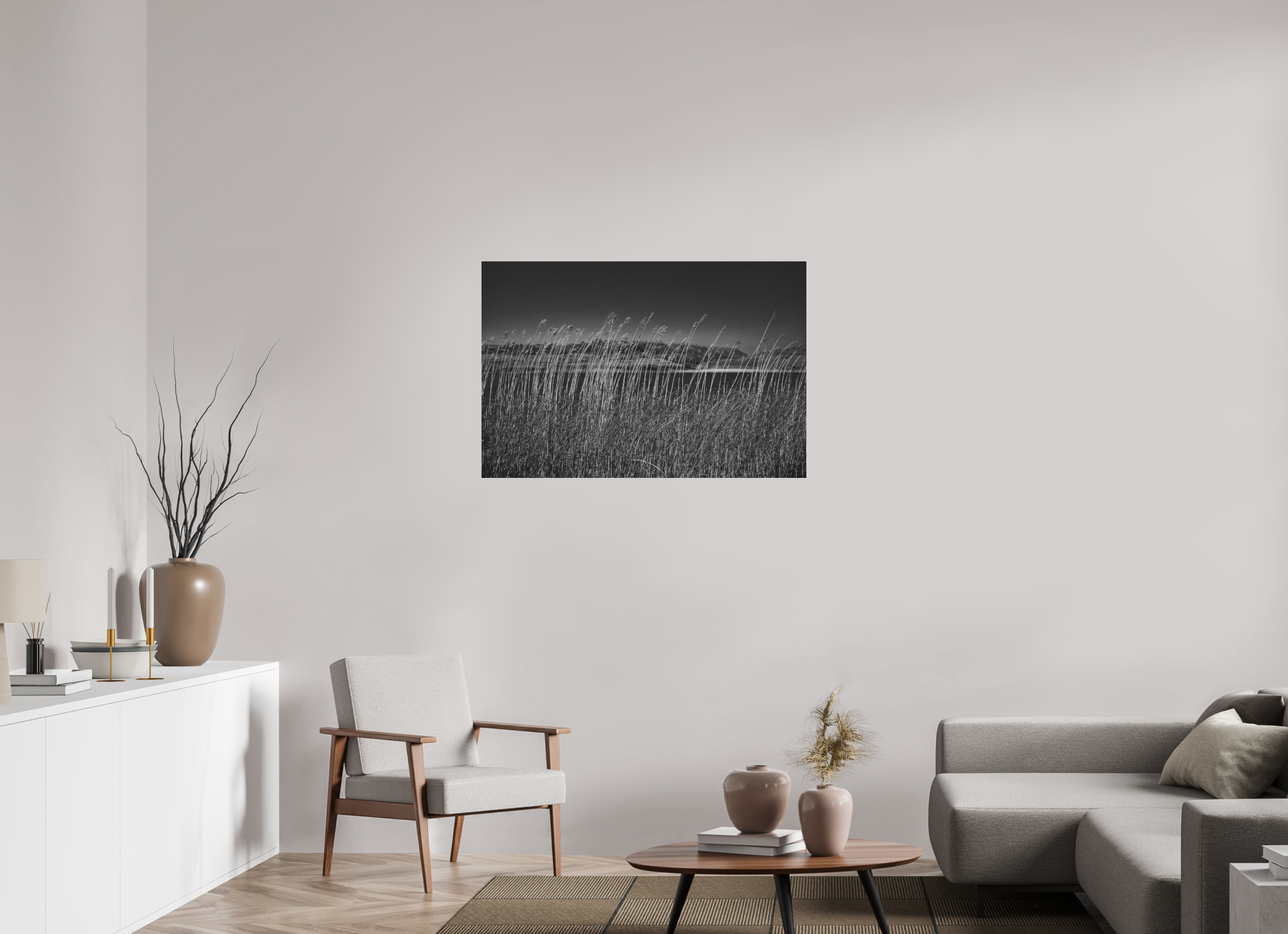 105 x 70 cm, Dibond Alu BW Mat Loch in the Background