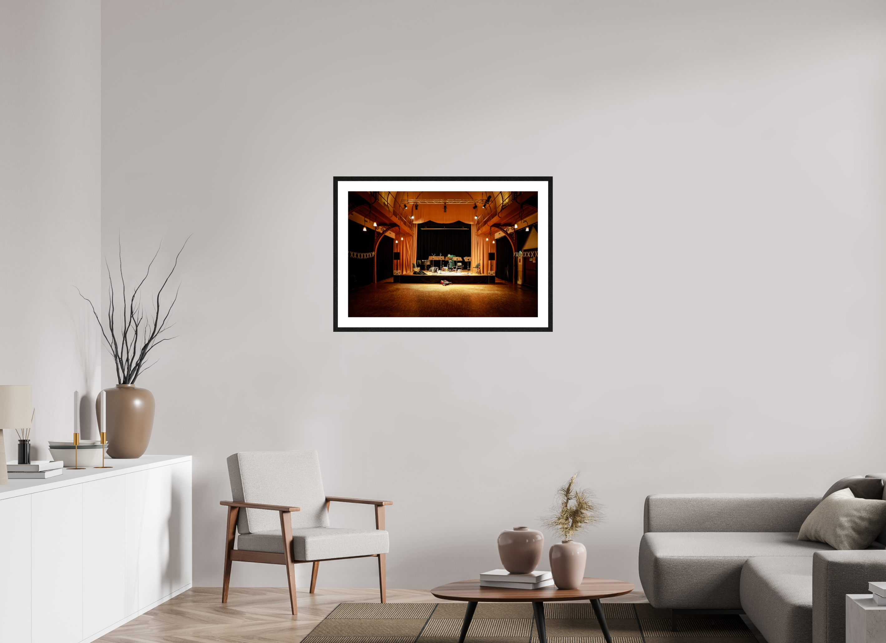 90 x 60 cm, Black Frame Colour Fuji Gloss Lonely Musician