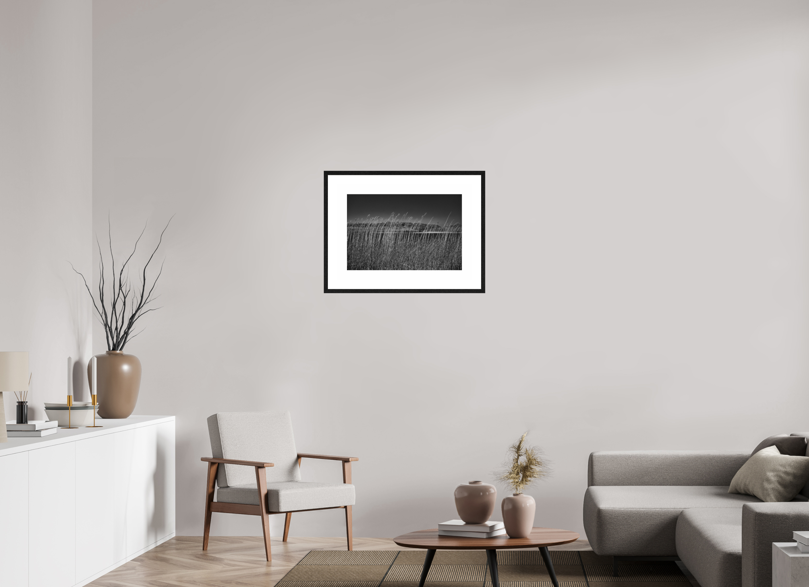 60 x 40 cm, Black Frame BW Ilford Gloss Loch in the Background