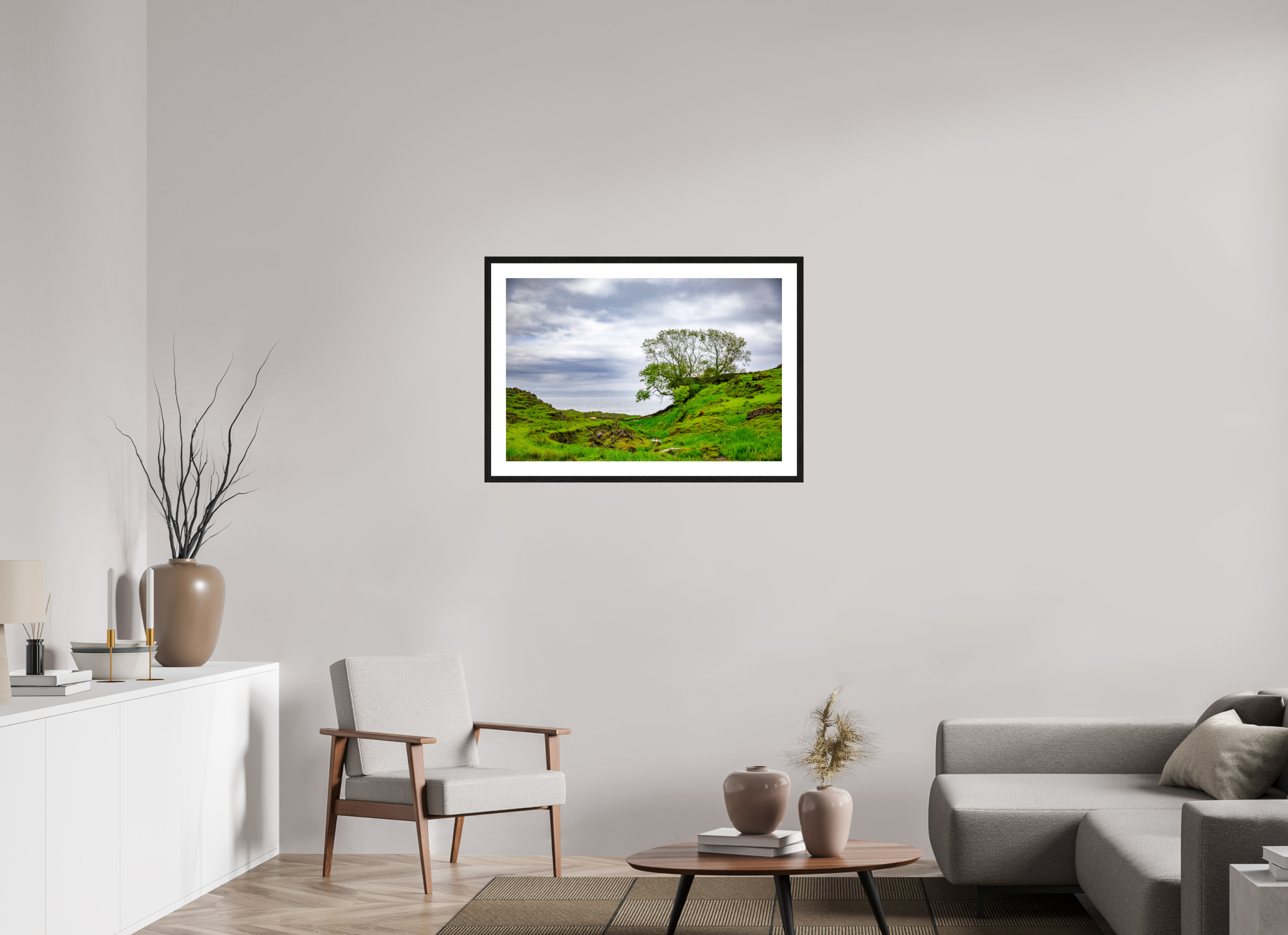 90 x 60 cm, Black Frame Colour Fuji Gloss Surviving Tree on the Edge