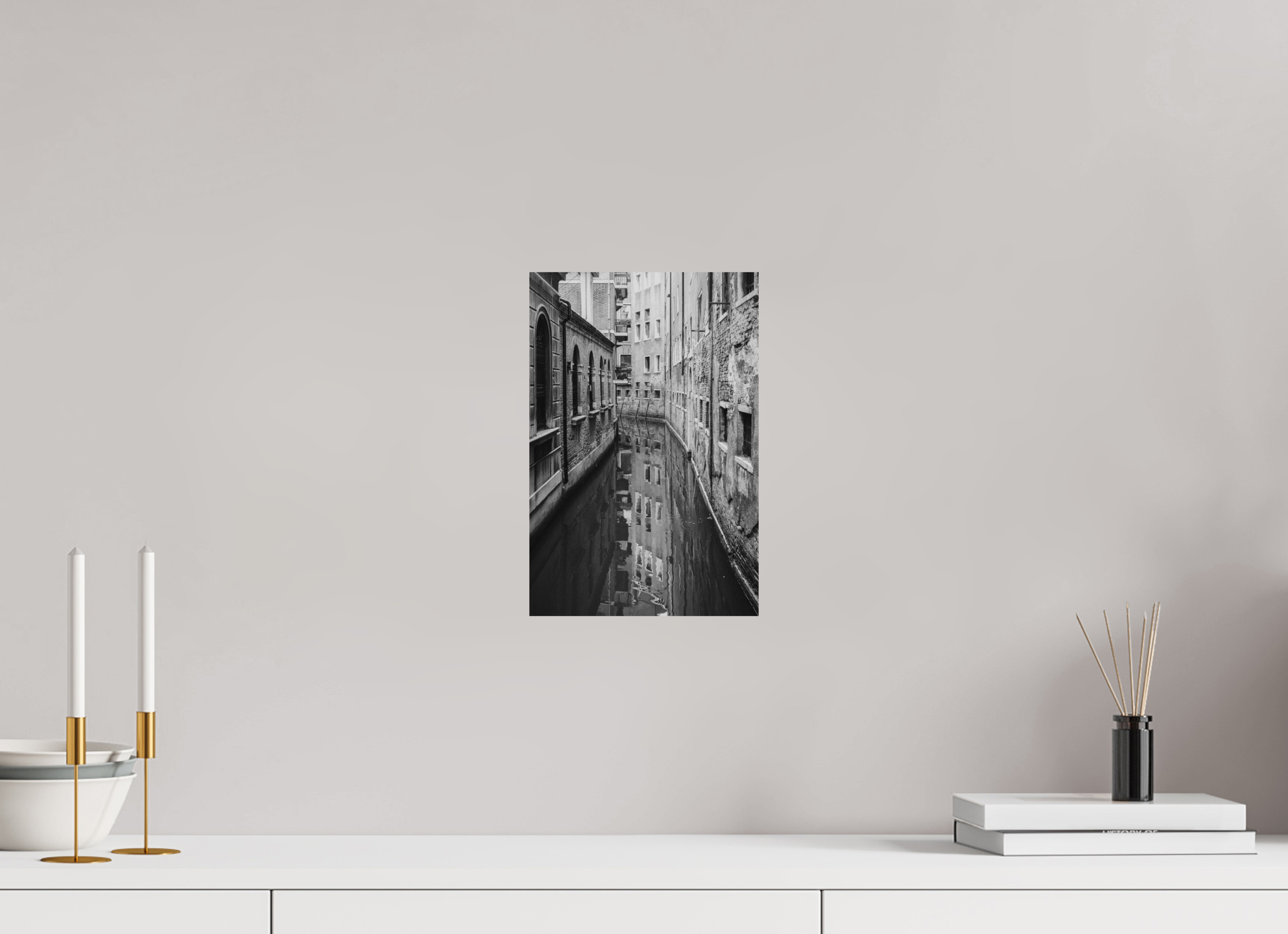 20 x 30 cm, Dibond Alu BW Mat Venice Canal