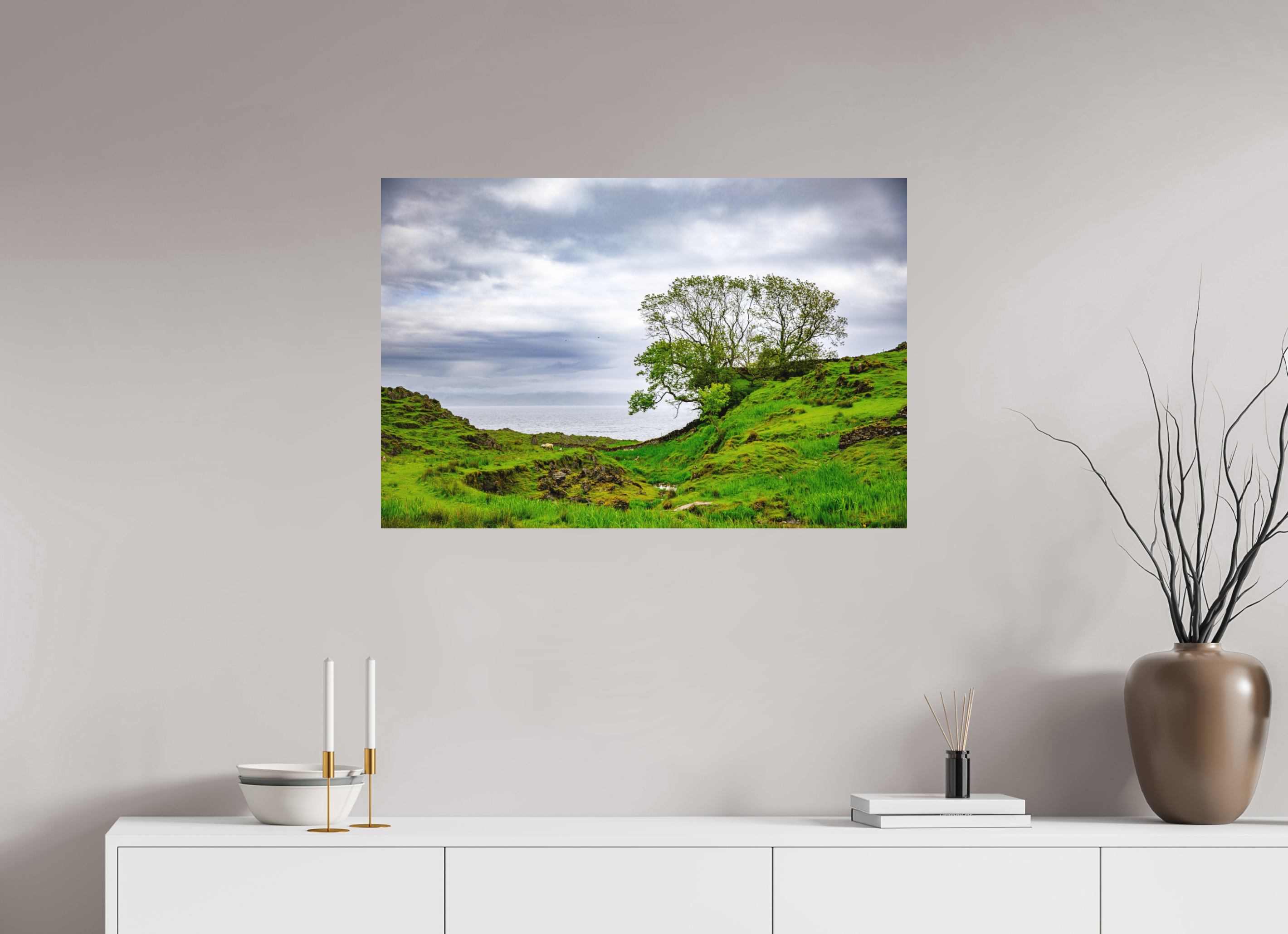90 x 60 cm, Dibond Alu Colour Mat Surviving Tree on the Edge