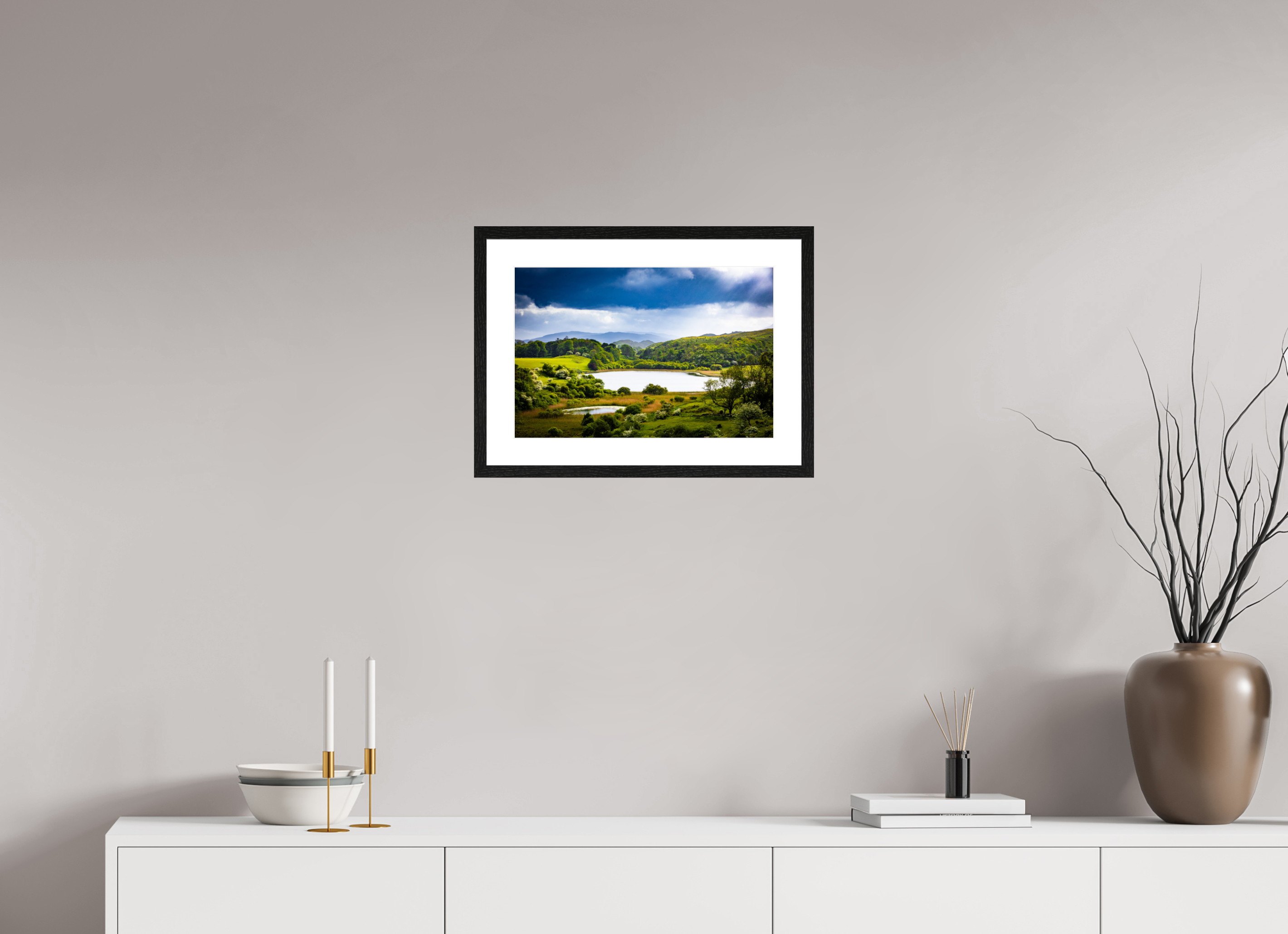 45 x 30 cm, Black Frame Colour Fuji Gloss Light on a Loch