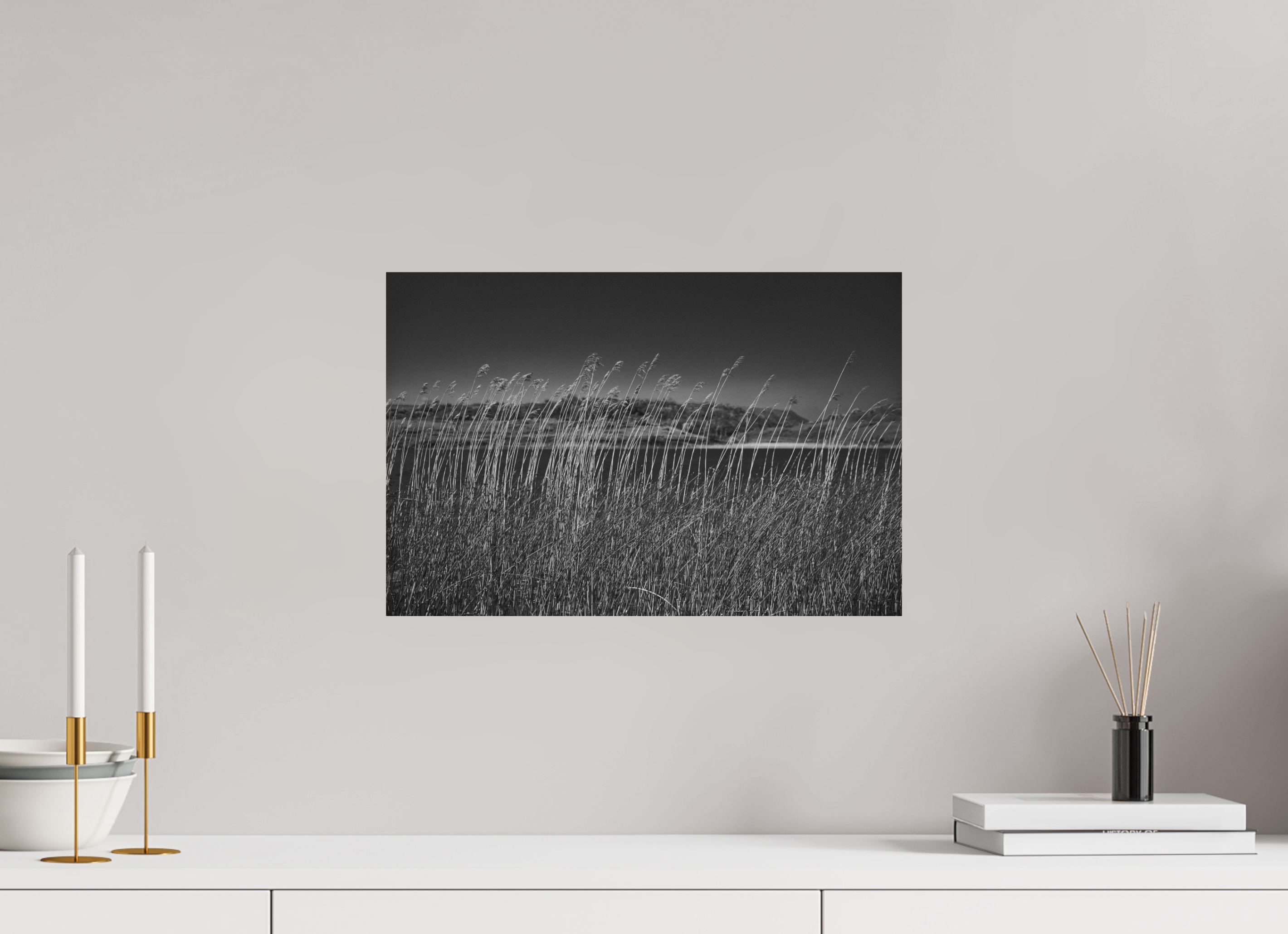 45 x 30 cm, Dibond Alu BW Mat Loch in the Background
