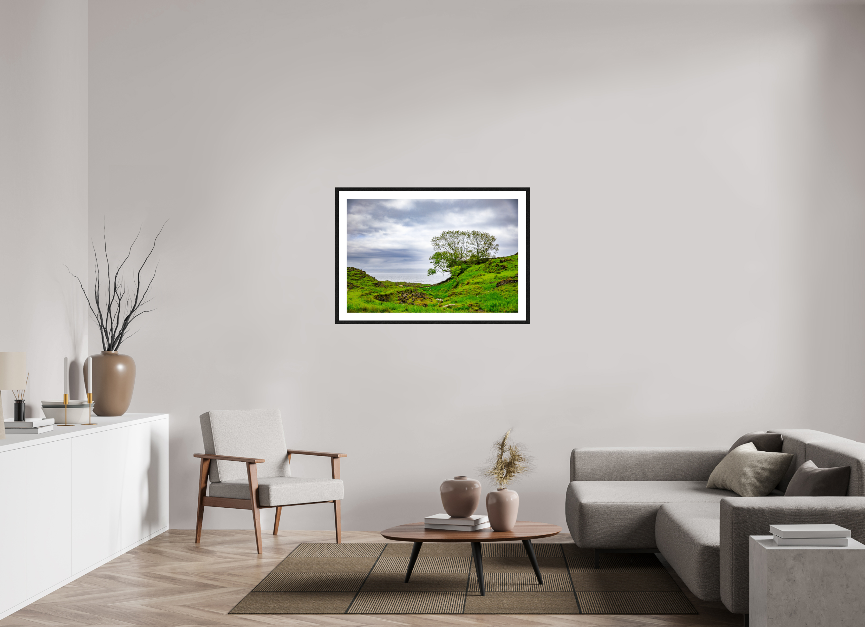 105 x 70 cm, Black Frame Colour Fuji Gloss Surviving Tree on the Edge